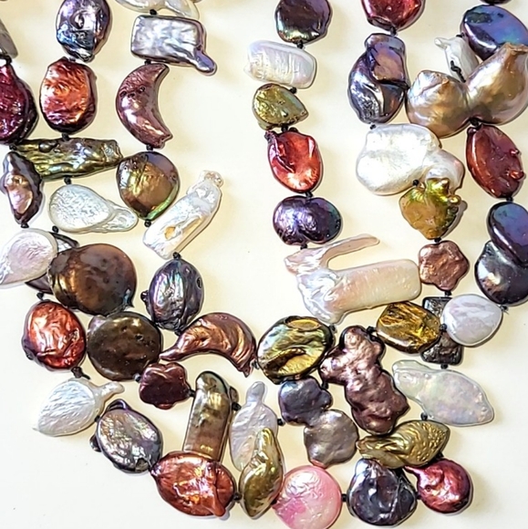 KESHI PEARL NECKLACE - 40" LONG MULTI-COLORED PEARLS - Picture 12 of 12